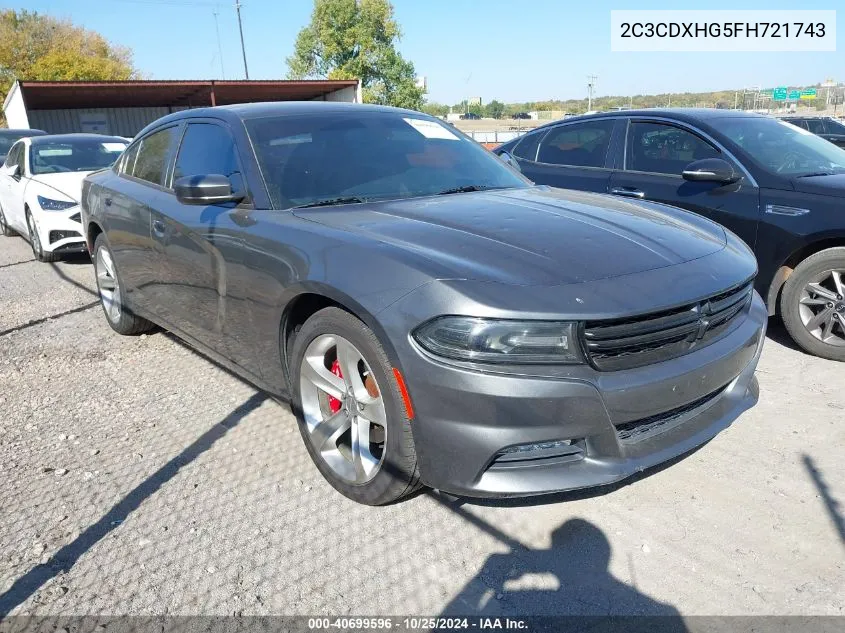 2015 Dodge Charger Sxt VIN: 2C3CDXHG5FH721743 Lot: 40699596