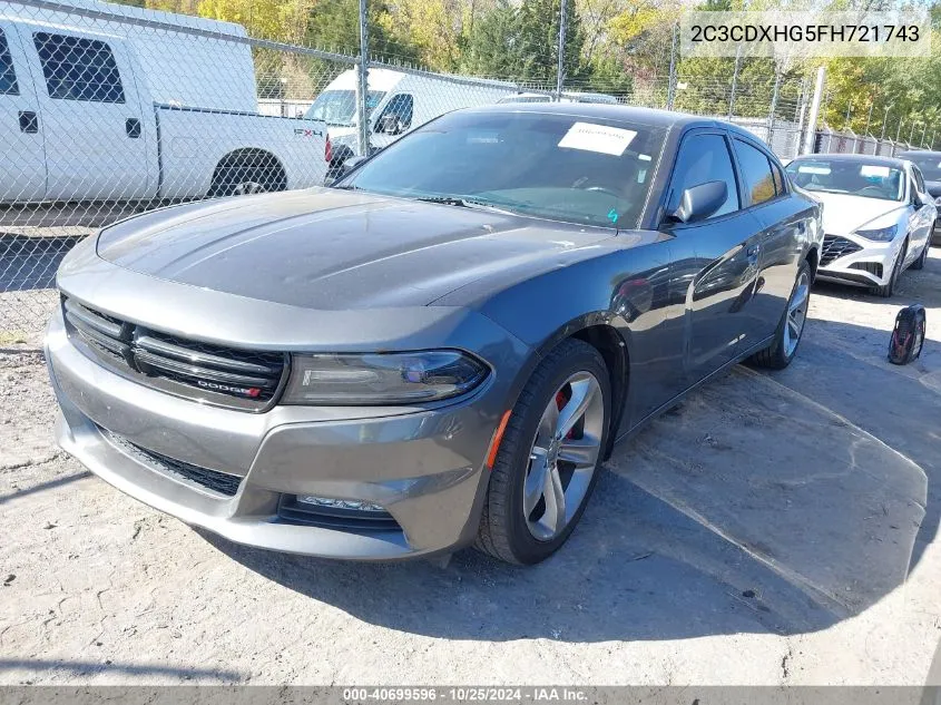 2015 Dodge Charger Sxt VIN: 2C3CDXHG5FH721743 Lot: 40699596