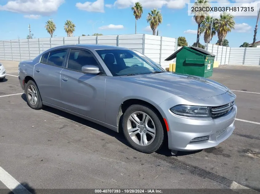 2015 Dodge Charger Se VIN: 2C3CDXBG3FH817315 Lot: 40707393