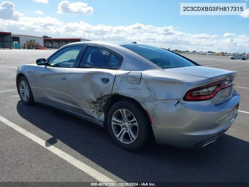 2015 Dodge Charger Se VIN: 2C3CDXBG3FH817315 Lot: 40707393