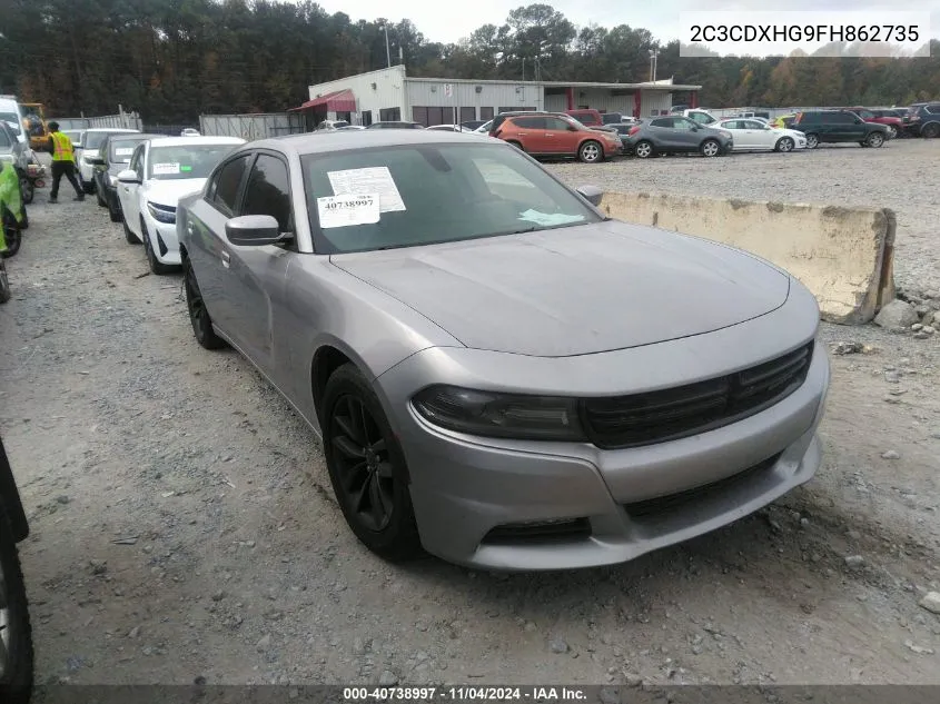 2015 Dodge Charger Sxt VIN: 2C3CDXHG9FH862735 Lot: 40738997