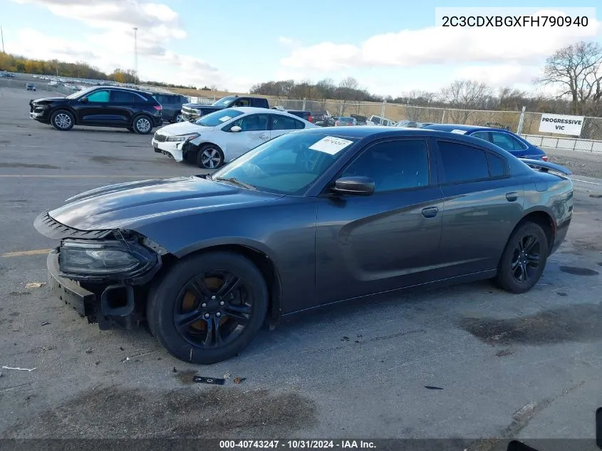 2015 Dodge Charger Se VIN: 2C3CDXBGXFH790940 Lot: 40743247