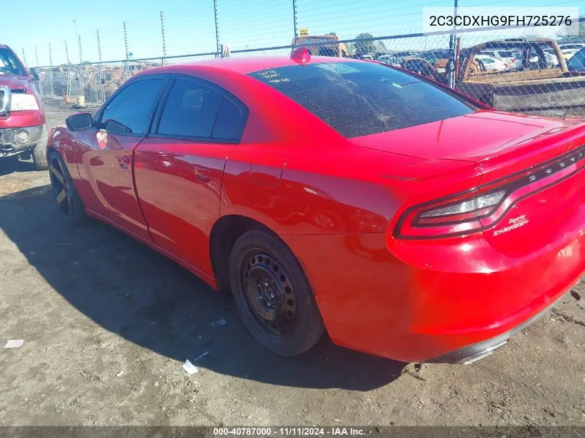 2015 Dodge Charger Sxt VIN: 2C3CDXHG9FH725276 Lot: 40787000