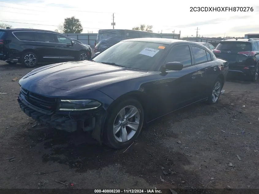 2015 Dodge Charger Sxt VIN: 2C3CDXHGXFH870276 Lot: 40808230