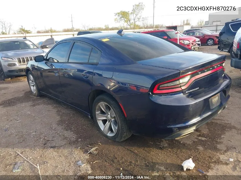 2015 Dodge Charger Sxt VIN: 2C3CDXHGXFH870276 Lot: 40808230