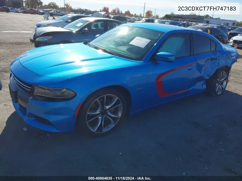 2015 Dodge Charger Road/Track VIN: 2C3CDXCT7FH747183 Lot: 40884835