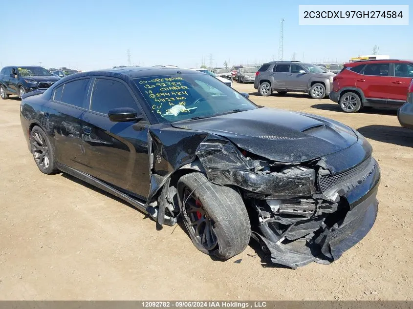 2016 Dodge Charger Srt Hellcat VIN: 2C3CDXL97GH274584 Lot: 12092782