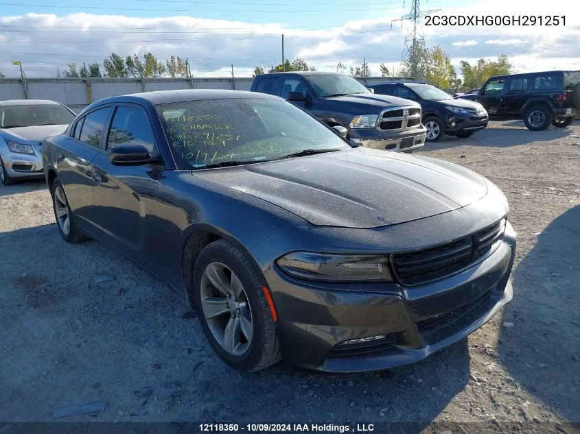 2016 Dodge Charger Sxt VIN: 2C3CDXHG0GH291251 Lot: 12118350