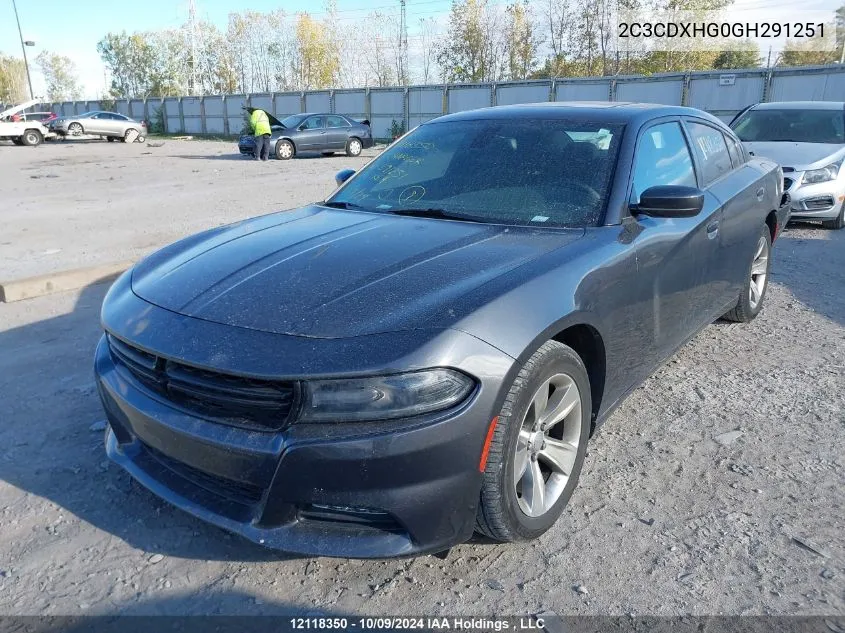 2016 Dodge Charger Sxt VIN: 2C3CDXHG0GH291251 Lot: 12118350