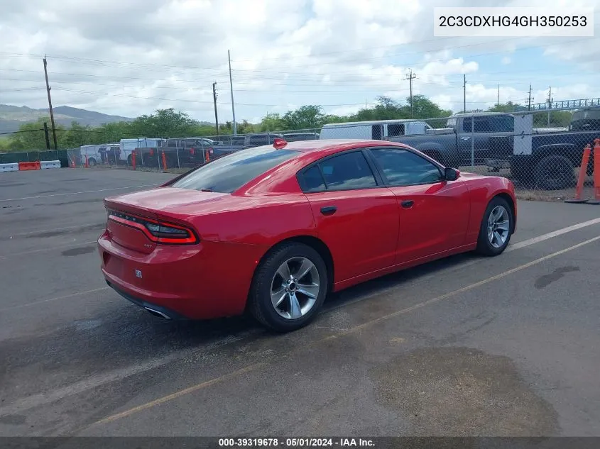 2016 Dodge Charger Sxt VIN: 2C3CDXHG4GH350253 Lot: 39319678