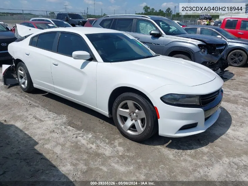 2016 Dodge Charger Police VIN: 2C3CDXAG4GH218944 Lot: 39355326