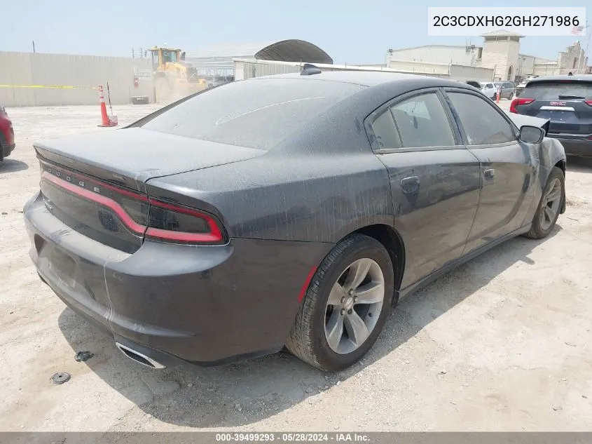 2016 Dodge Charger Sxt VIN: 2C3CDXHG2GH271986 Lot: 39499293