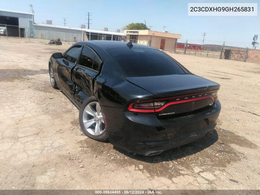 2016 Dodge Charger Sxt VIN: 2C3CDXHG9GH265831 Lot: 39634485