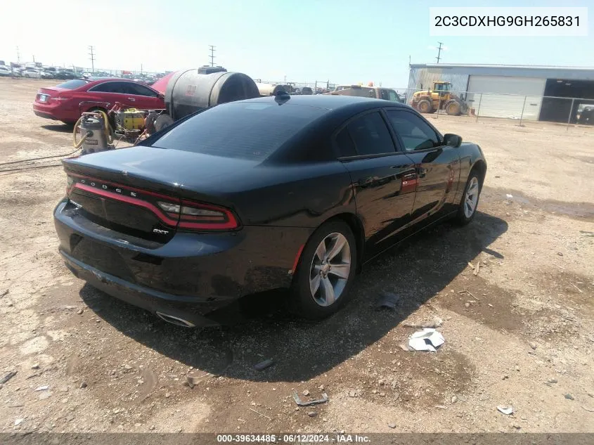 2016 Dodge Charger Sxt VIN: 2C3CDXHG9GH265831 Lot: 39634485