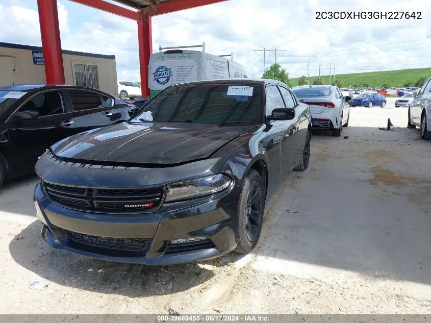 2016 Dodge Charger Sxt VIN: 2C3CDXHG3GH227642 Lot: 39669455