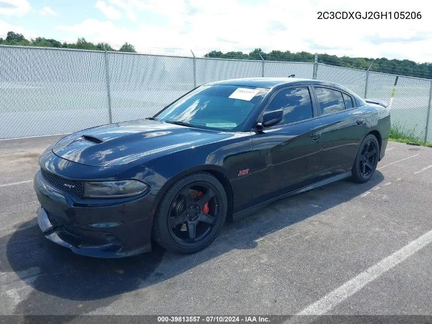 2016 Dodge Charger R/T Scat Pack VIN: 2C3CDXGJ2GH105206 Lot: 39813557