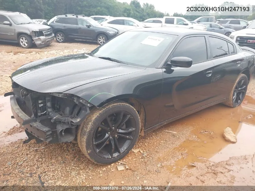 2016 Dodge Charger Sxt VIN: 2C3CDXHG1GH247193 Lot: 39951070