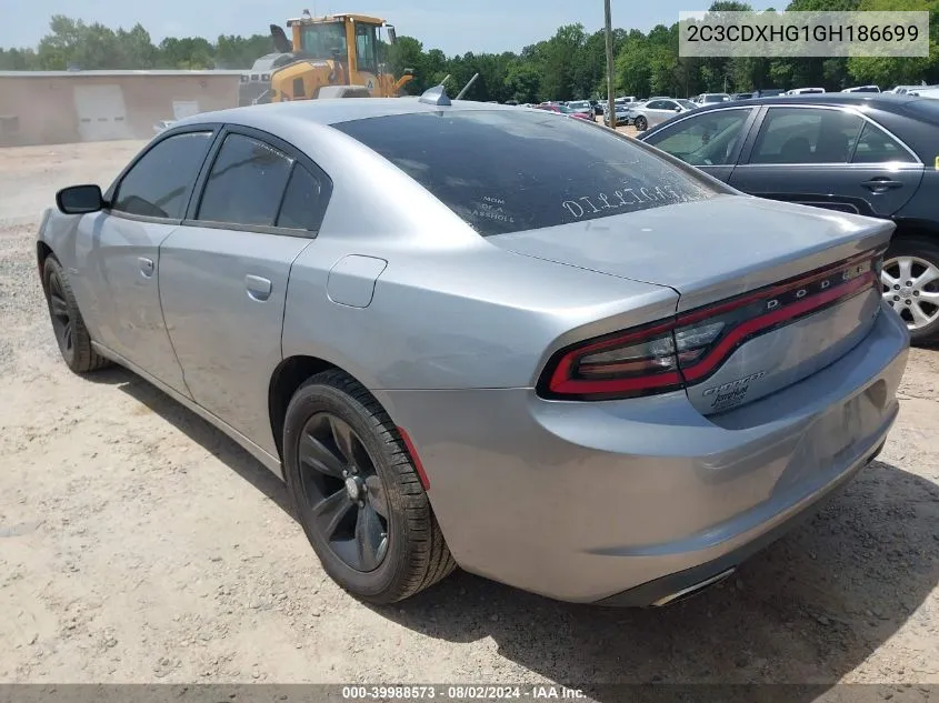 2016 Dodge Charger Sxt VIN: 2C3CDXHG1GH186699 Lot: 39988573