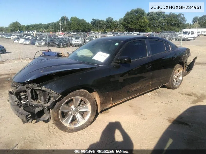 2016 Dodge Charger Sxt VIN: 2C3CDXHGXGH234961 Lot: 40045679