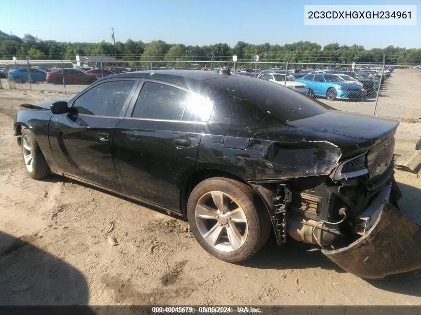 2016 Dodge Charger Sxt VIN: 2C3CDXHGXGH234961 Lot: 40045679