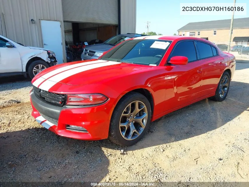 2016 Dodge Charger Sxt VIN: 2C3CDXHG7GH160186 Lot: 40073175