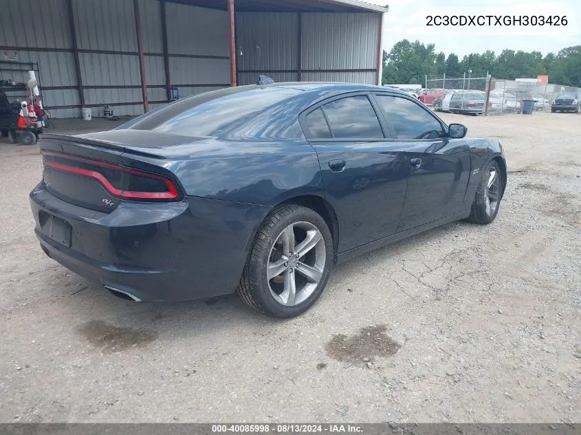 2016 Dodge Charger R/T VIN: 2C3CDXCTXGH303426 Lot: 40085998