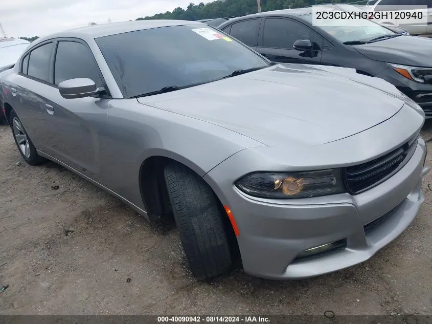 2016 Dodge Charger Sxt VIN: 2C3CDXHG2GH120940 Lot: 40090942