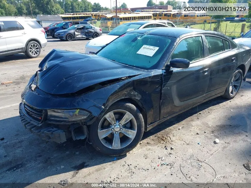 2016 Dodge Charger Sxt VIN: 2C3CDXHGXGH215729 Lot: 40101652