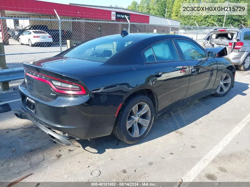 2016 Dodge Charger Sxt VIN: 2C3CDXHGXGH215729 Lot: 40101652