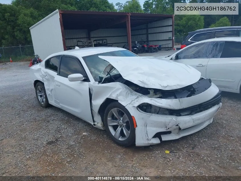 2016 Dodge Charger Sxt VIN: 2C3CDXHG4GH186762 Lot: 40114878