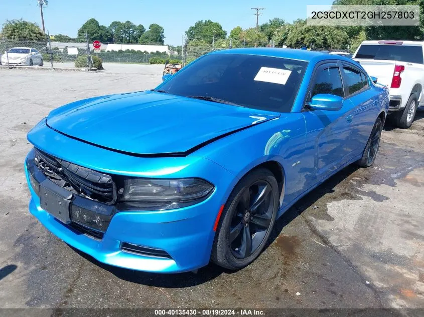 2016 Dodge Charger R/T VIN: 2C3CDXCT2GH257803 Lot: 40135430