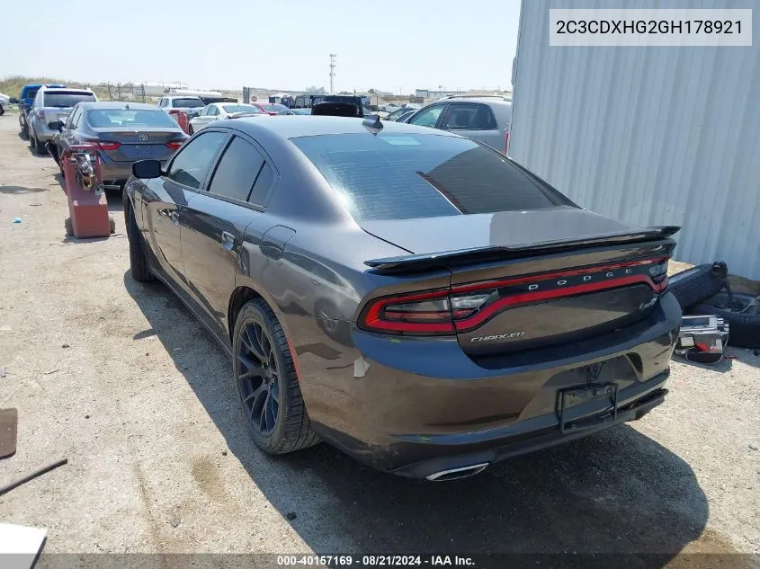 2C3CDXHG2GH178921 2016 Dodge Charger Sxt