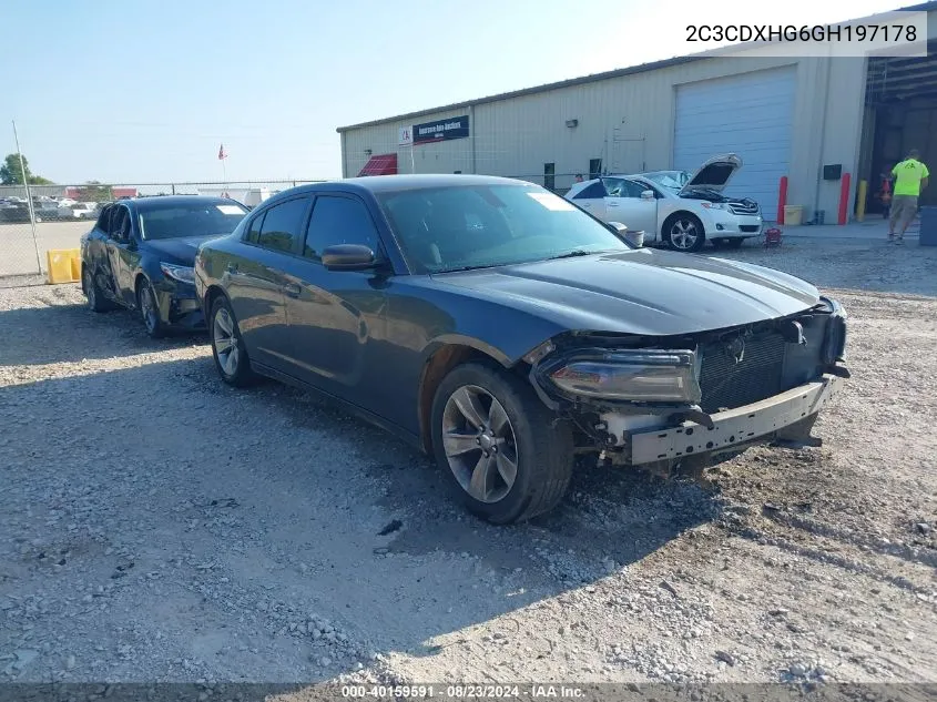 2016 Dodge Charger Sxt VIN: 2C3CDXHG6GH197178 Lot: 40159591