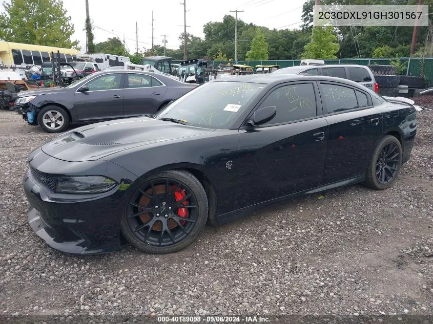 2016 Dodge Charger Srt Hellcat VIN: 2C3CDXL91GH301567 Lot: 40189098