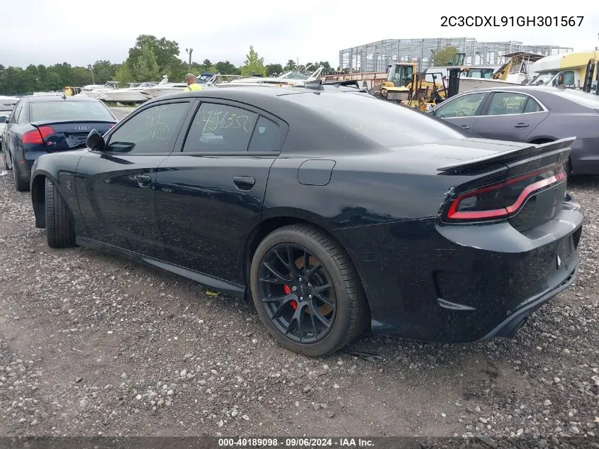 2016 Dodge Charger Srt Hellcat VIN: 2C3CDXL91GH301567 Lot: 40189098