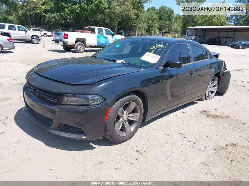 2016 Dodge Charger Sxt VIN: 2C3CDXHG7GH149883 Lot: 40190219