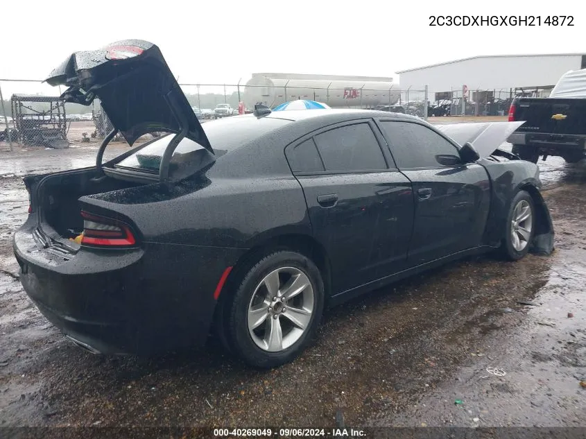 2016 Dodge Charger Sxt VIN: 2C3CDXHGXGH214872 Lot: 40269049