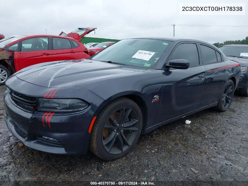 2016 Dodge Charger R/T VIN: 2C3CDXCT0GH178338 Lot: 40370750