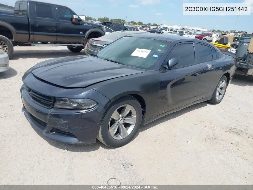 2C3CDXHG5GH251442 2016 Dodge Charger Sxt