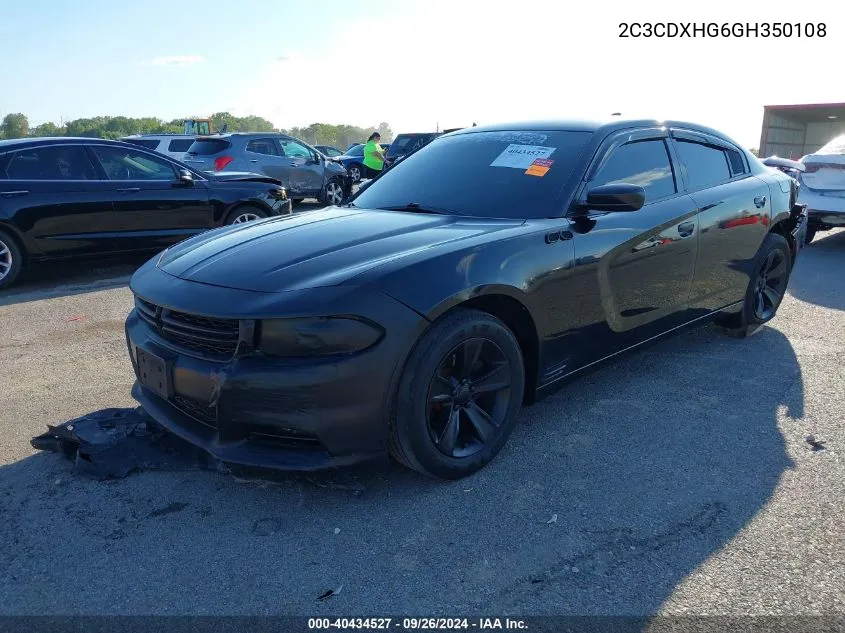 2016 Dodge Charger Sxt VIN: 2C3CDXHG6GH350108 Lot: 40434527