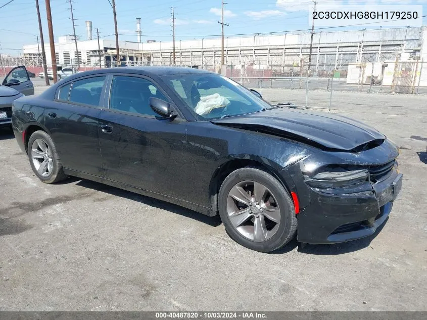 2016 Dodge Charger Sxt VIN: 2C3CDXHG8GH179250 Lot: 40487820