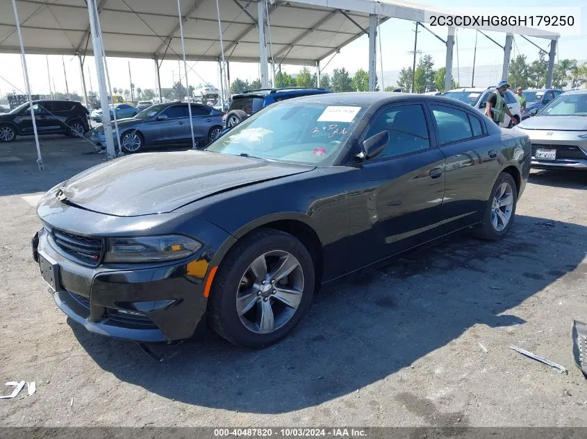 2016 Dodge Charger Sxt VIN: 2C3CDXHG8GH179250 Lot: 40487820