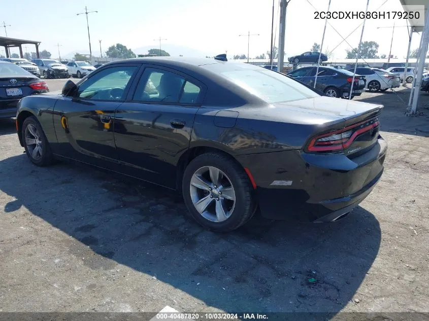 2016 Dodge Charger Sxt VIN: 2C3CDXHG8GH179250 Lot: 40487820