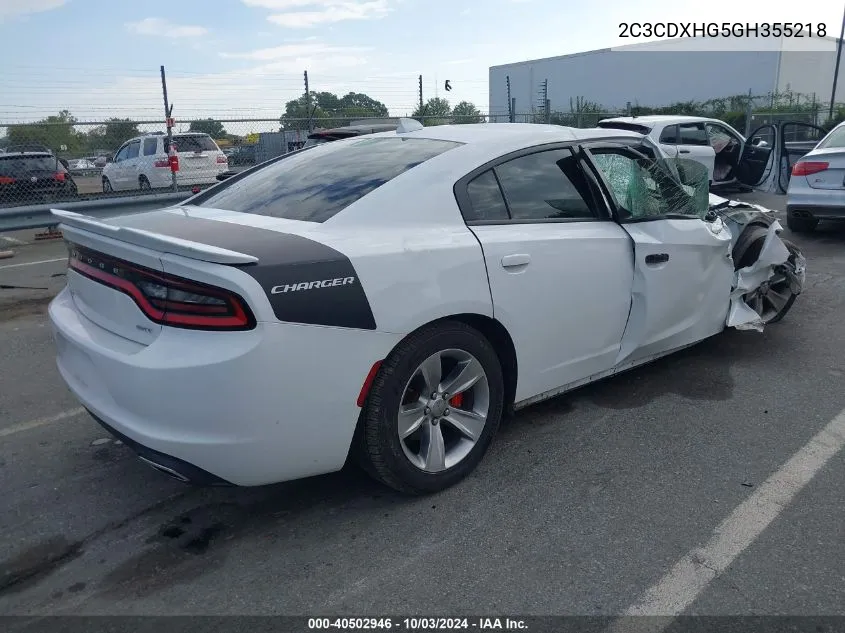 2016 Dodge Charger Sxt VIN: 2C3CDXHG5GH355218 Lot: 40502946