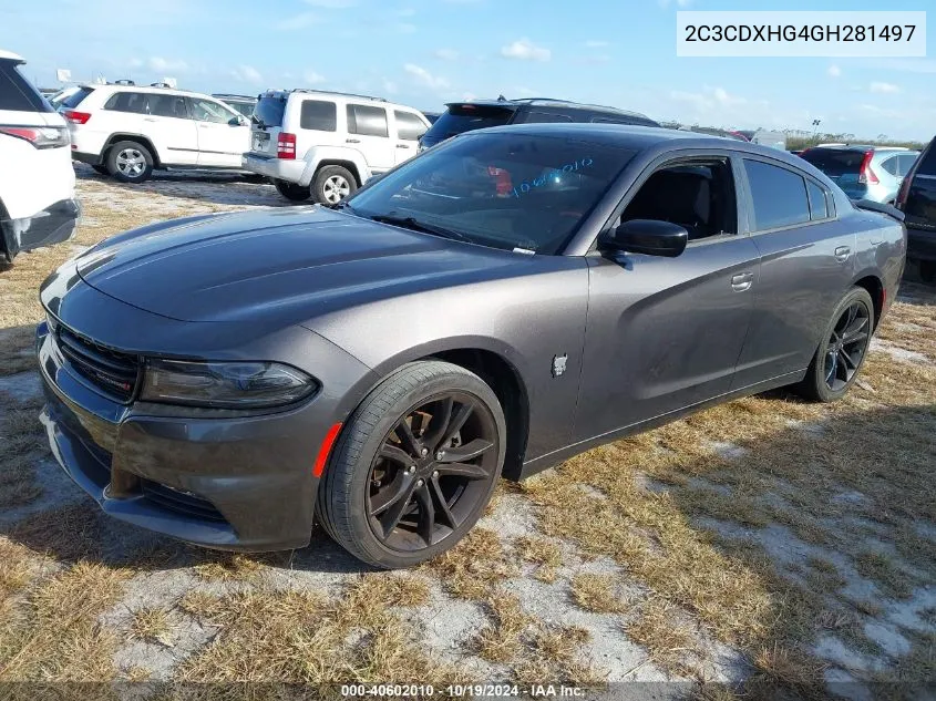 2016 Dodge Charger Sxt VIN: 2C3CDXHG4GH281497 Lot: 40602010