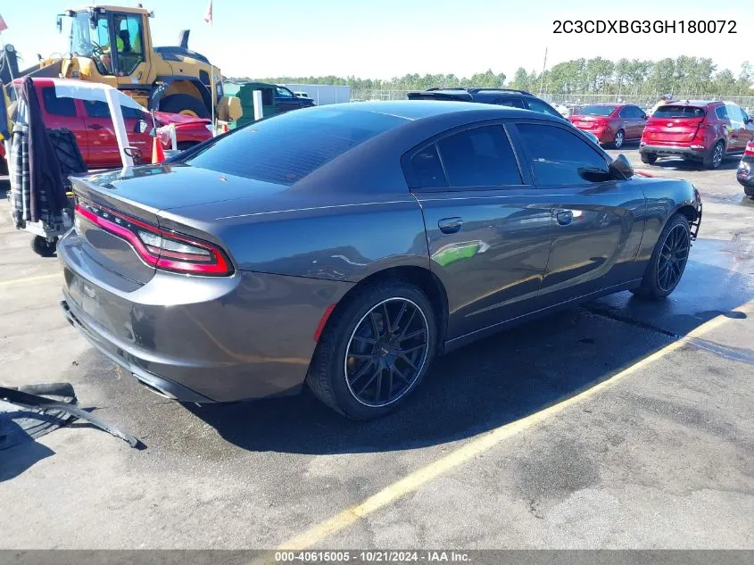 2016 Dodge Charger Se VIN: 2C3CDXBG3GH180072 Lot: 40615005