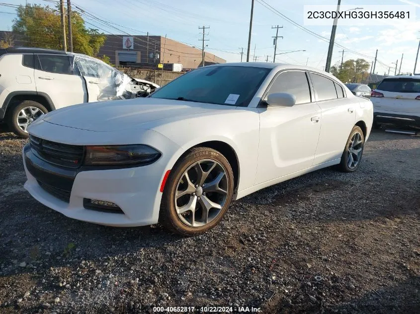 2016 Dodge Charger Sxt VIN: 2C3CDXHG3GH356481 Lot: 40652817