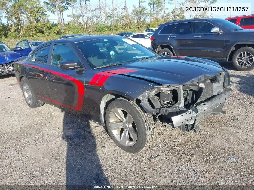 2016 Dodge Charger Sxt VIN: 2C3CDXHG6GH318257 Lot: 40716938