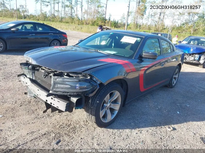 2016 Dodge Charger Sxt VIN: 2C3CDXHG6GH318257 Lot: 40716938