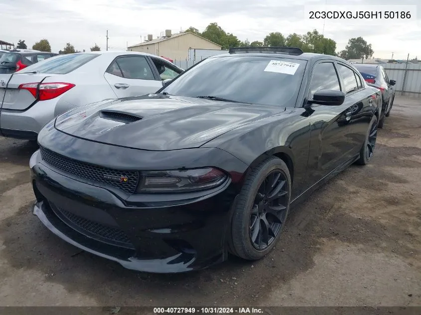 2016 Dodge Charger R/T Scat Pack VIN: 2C3CDXGJ5GH150186 Lot: 40727949